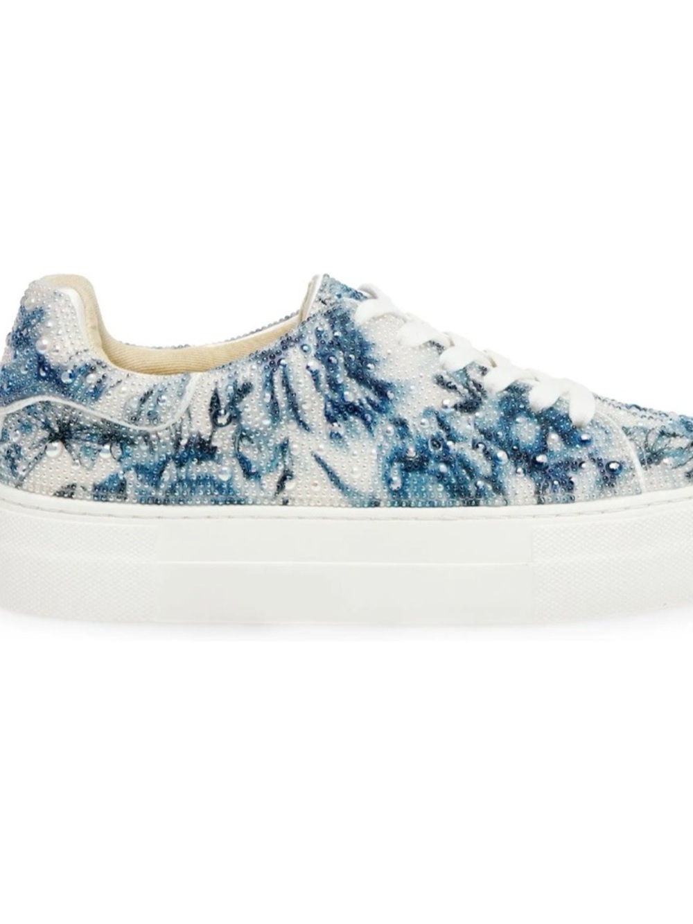 Betsey Johnson Sidny Blue Floral Sequin Sneakers - Sz 7.5 - Picture 2 of 12